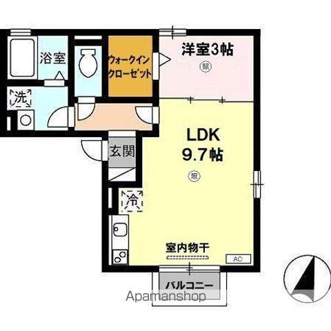 ラヴィアンローズB棟(1LDK/2階)の間取り写真