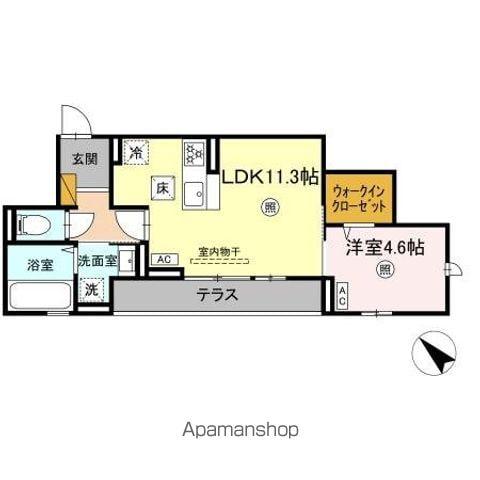 レ・セーナ八幡(1LDK/1階)の間取り写真