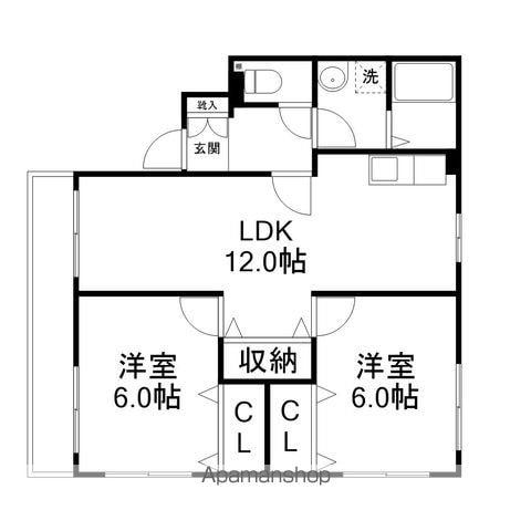 レジデンス健軍(2LDK/1階)の間取り写真
