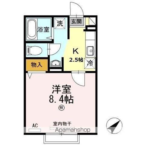 センターロードB棟(1K/2階)の間取り写真