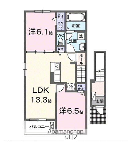 ラフィネⅢ(2LDK/2階)の間取り写真