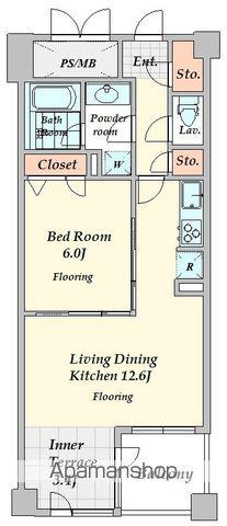 コスモリード新宿余丁町(1LDK/3階)の間取り写真