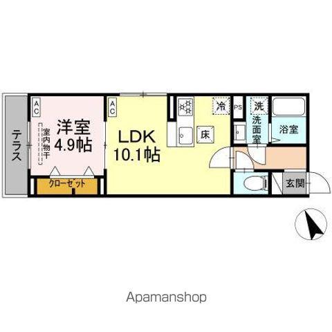 セレスティア鷺宮(1LDK/1階)の間取り写真