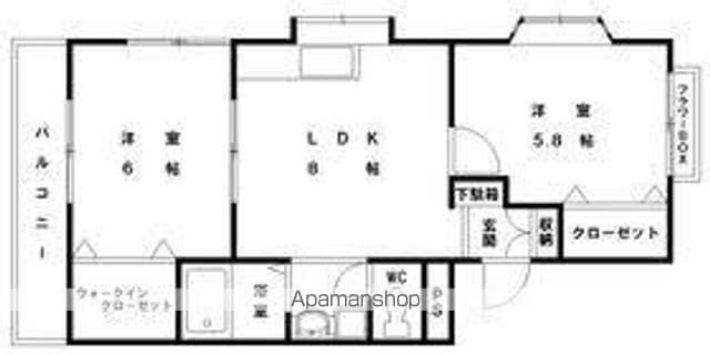 ラフィーネ青葉A(2DK/1階)の間取り写真