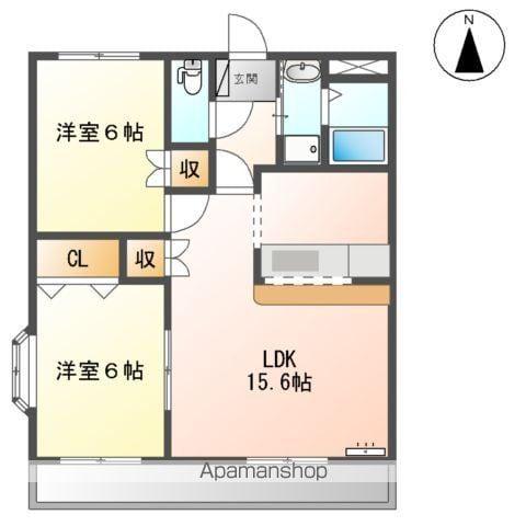 サンタプレイス(2LDK/2階)の間取り写真