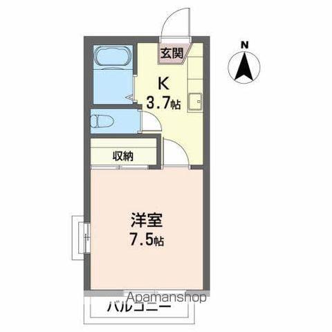 ハウスグリーンヒルB(1K/2階)の間取り写真
