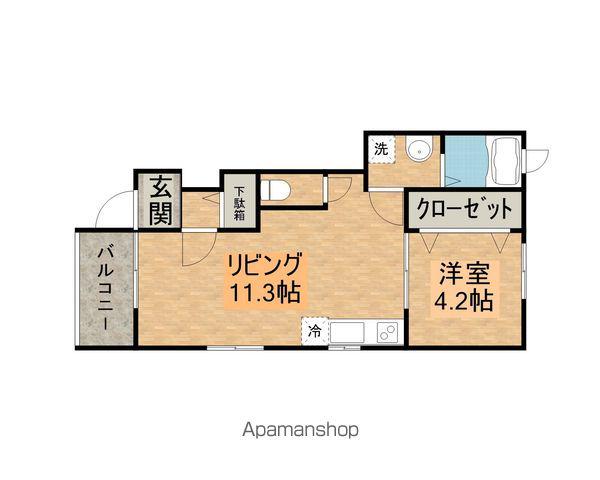 アルティメット三川B棟(1LDK/1階)の間取り写真