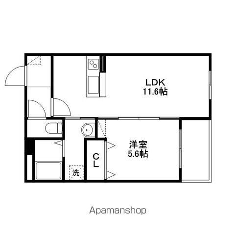 ハートフル下戸山(1LDK/3階)の間取り写真