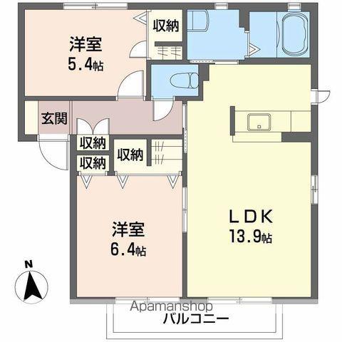 ラウンド・ヒルズⅡ(2LDK/2階)の間取り写真