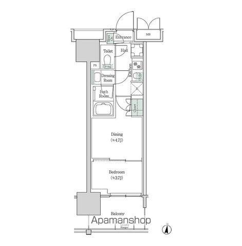 ブルックサイドレジデンス木場(2K/9階)の間取り写真