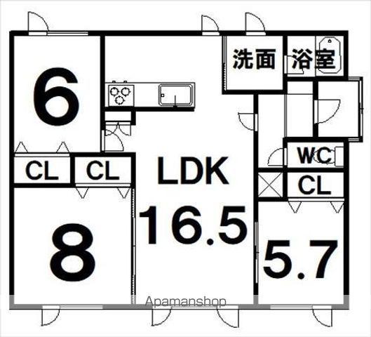 北海道河東郡音更町 1階建 築23年(3LDK)の間取り写真