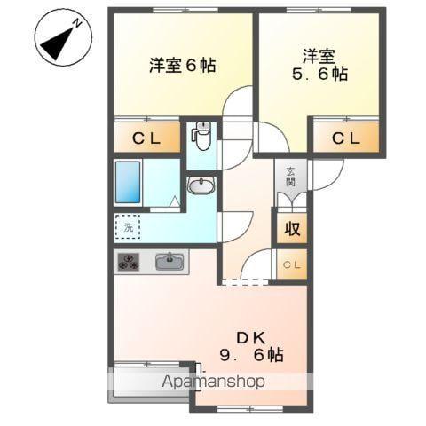 サンミラドールC(2LDK/2階)の間取り写真