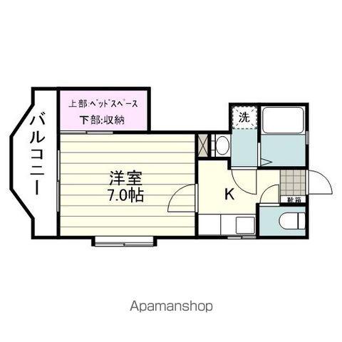 ティダ郡元(1K/4階)の間取り写真
