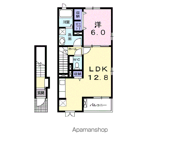 パレ・プリムヴェール Ⅰ(1LDK/2階)の間取り写真