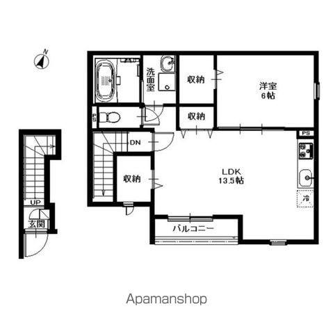 リーブルピスケス(1LDK/2階)の間取り写真