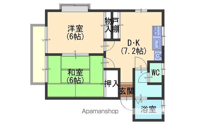 カーサリブⅠ(2DK/1階)の間取り写真