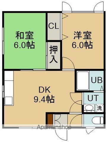 ハイツエーコーNO.2(2DK/2階)の間取り写真