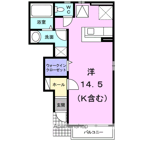 COTTONHILLS(ワンルーム/1階)の間取り写真