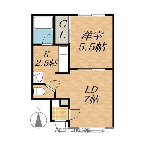 サニーハイツ(1LDK/2階)の間取り写真