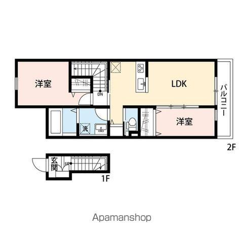 GRAND REVE(2LDK/2階)の間取り写真