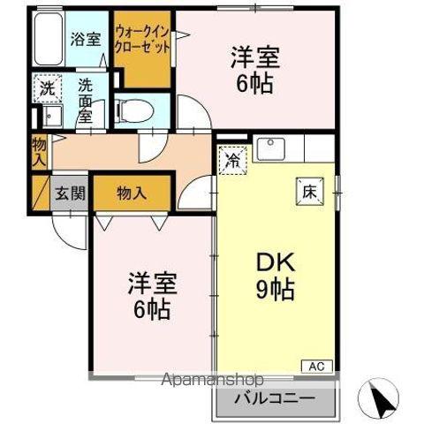 エバーグリーンハイツⅠ・Ⅱ(2DK/1階)の間取り写真