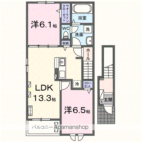 プレッソ冠木Ⅱ(2LDK/2階)の間取り写真