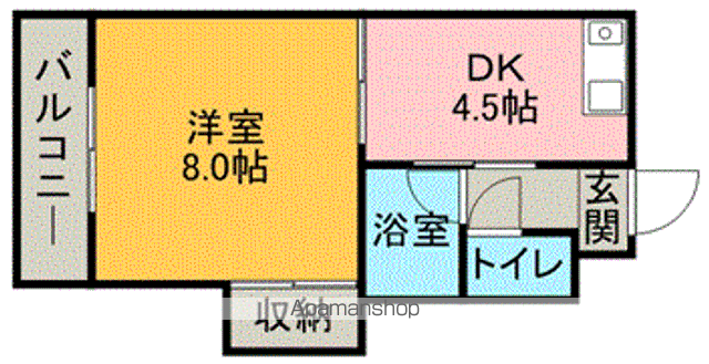 フジコーポラス1(1DK/4階)の間取り写真