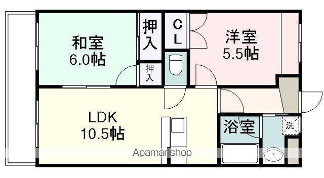 グランポワールⅡ(2LDK/2階)の間取り写真