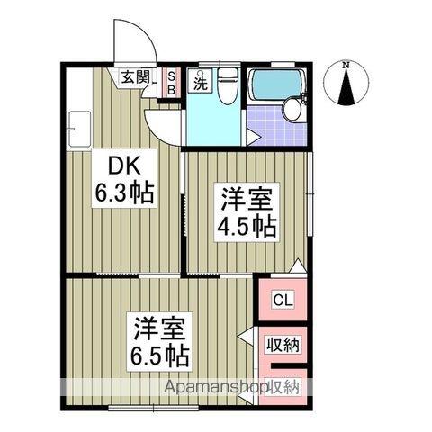 ルビーヒルズF(2K/1階)の間取り写真