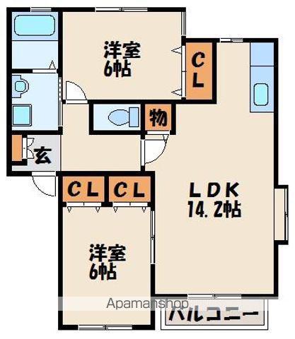 ピュアハイツⅡA棟(2LDK/2階)の間取り写真