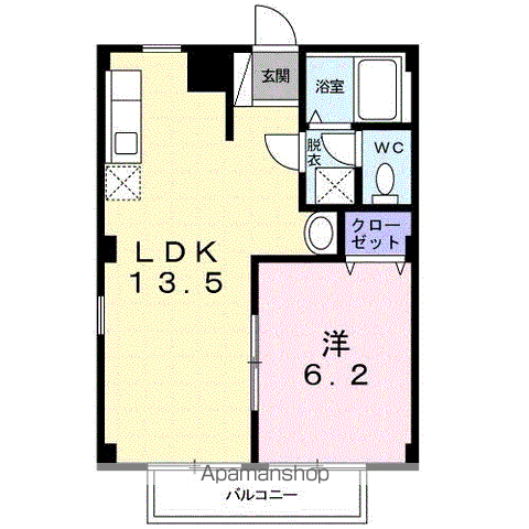 NKMやわら(1LDK/1階)の間取り写真