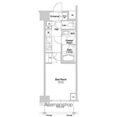 グラマシー横濱関内(1K/6階)の間取り写真
