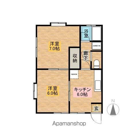 コーポ鎌田ⅢB(2DK/2階)の間取り写真