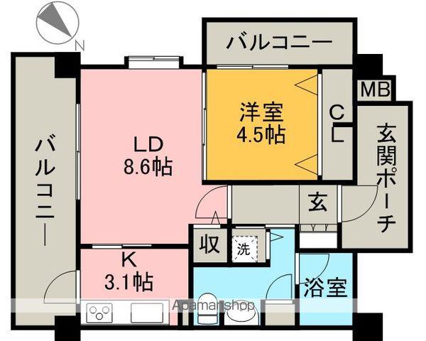 リアンシエルブルー東比恵(1LDK/6階)の間取り写真