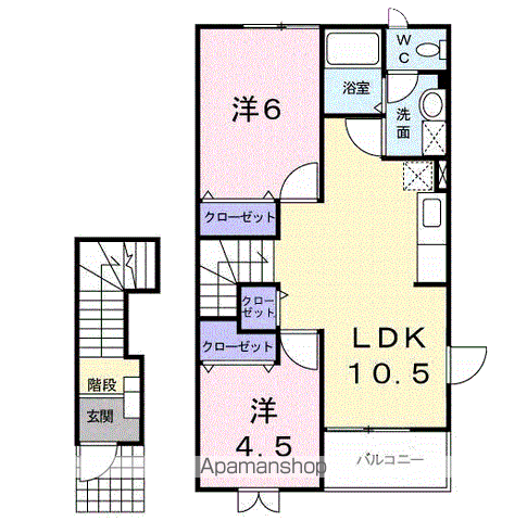 デメテールB(2LDK/2階)の間取り写真
