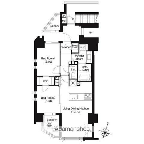 ジオイド三番町(2LDK/6階)の間取り写真