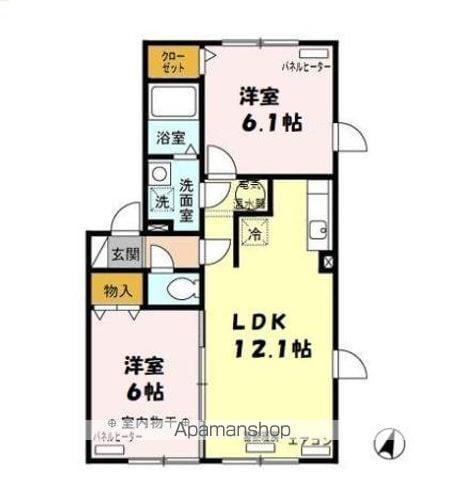 グランドールG館(2LDK/2階)の間取り写真