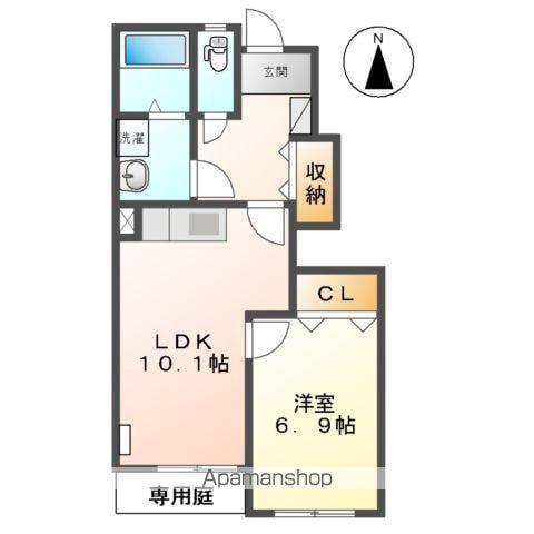 SUNNYHOUSE三春(1LDK/1階)の間取り写真