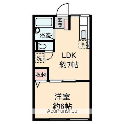 エスポワール(1DK/2階)の間取り写真