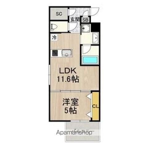 ESTAGEO北田辺(1LDK/5階)の間取り写真