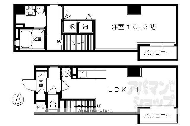 シャトーあと村(1LDK/5階)の間取り写真
