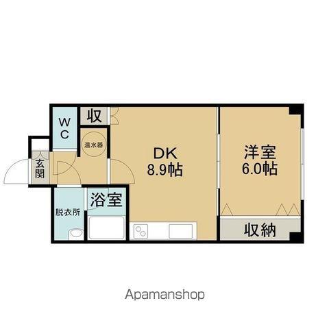 グリーンリバーⅢ(1DK/3階)の間取り写真