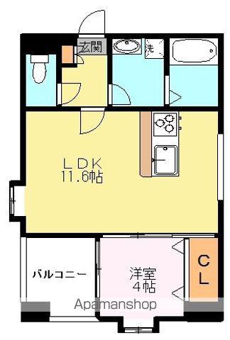 ワンティック水前寺Ⅱ(1LDK/7階)の間取り写真