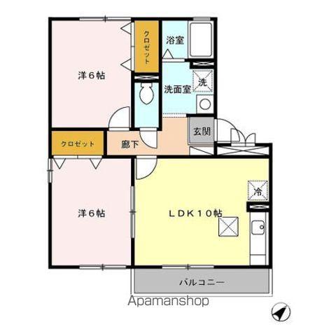 ヴェルドミール(2LDK/1階)の間取り写真