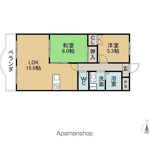 ウエスト(2LDK/3階)の間取り写真