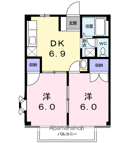 ベルメゾンBB2(2DK/1階)の間取り写真