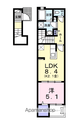 フォンターナ・ガルボⅡ(1LDK/2階)の間取り写真