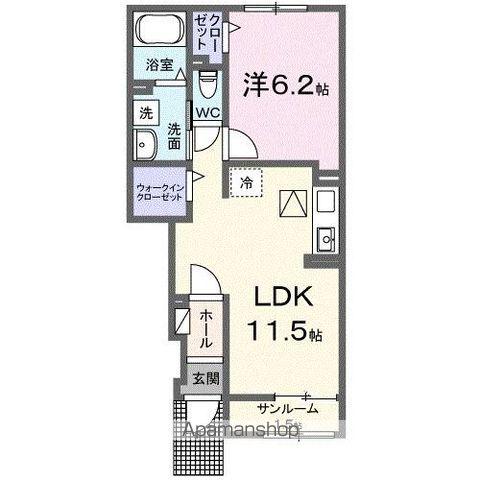 ル・ボヌール三木Ⅶ(1LDK/1階)の間取り写真