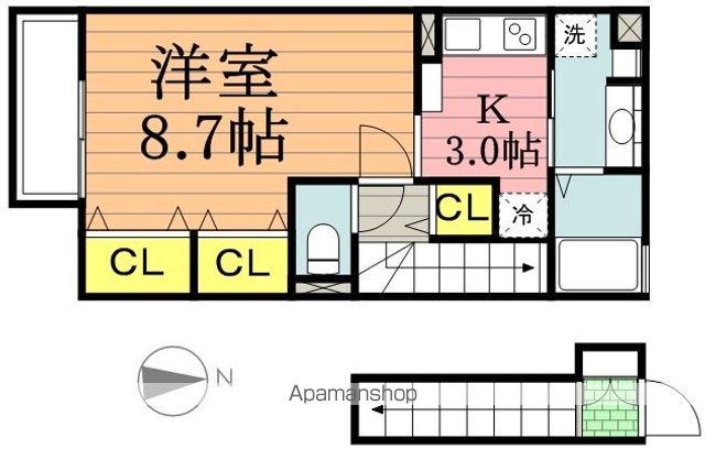 ウィット八柱(1K/2階)の間取り写真