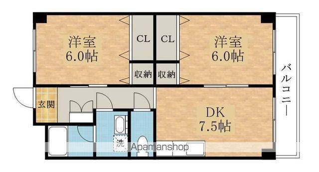 リュミエール高谷(2DK/4階)の間取り写真